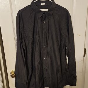 Calvin Klein Dark Gray Striped Button Down Shirt